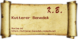 Kutterer Benedek névjegykártya